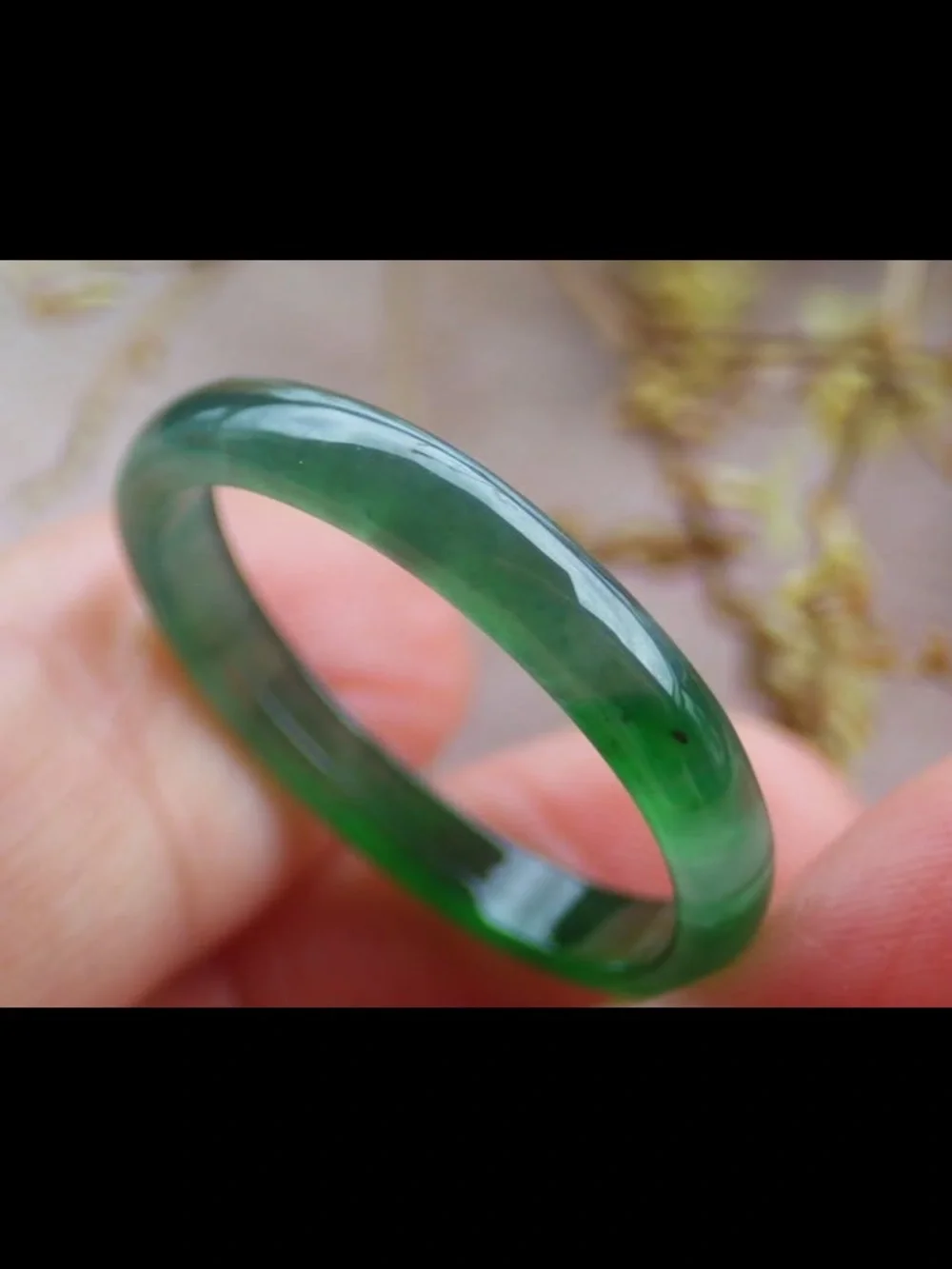 Certificate Jadeite Jewelry Jade luck Green thin Ring Size10.25